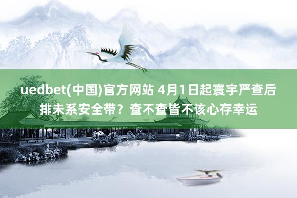uedbet(中国)官方网站 4月1日起寰宇严查后排未系安全带？查不查皆不该心存幸运