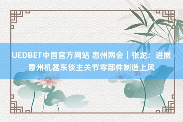 UEDBET中国官方网站 惠州两会｜张龙：进展惠州机器东谈主关节零部件制造上风