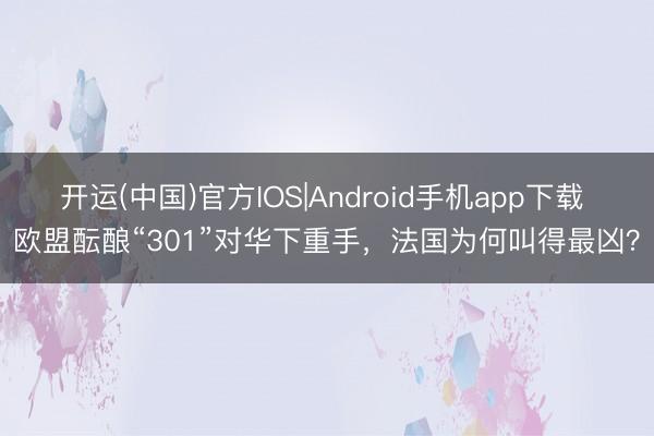 开运(中国)官方IOS|Android手机app下载 欧盟酝酿“301”对华下重手，法国为何叫得最凶？