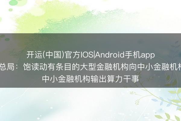 开运(中国)官方IOS|Android手机app下载 金融监管总局:饱读动有条目的大型金融机构向中小金融机构输出算力干事